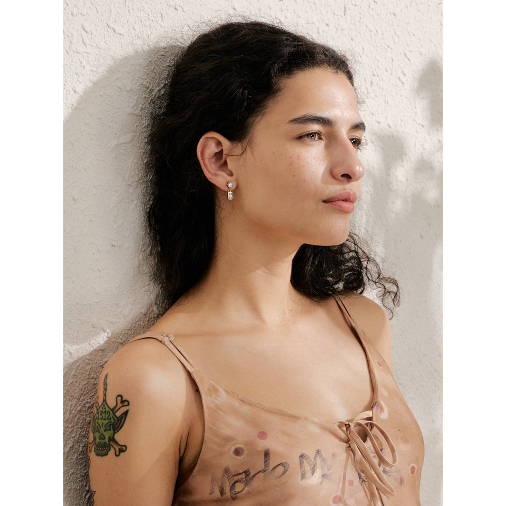 Two-Stone Crystal Drop Earrings