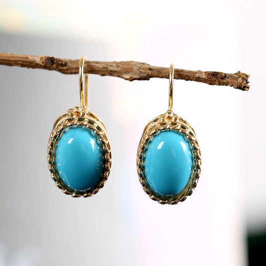 Turquoise Oval Drop Earrings