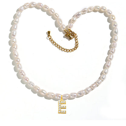 Freshwater Pearl Initial Pendant Necklace