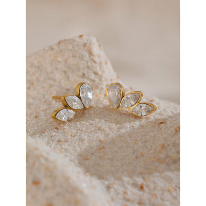 Teardrop Leaf Climber Earrings