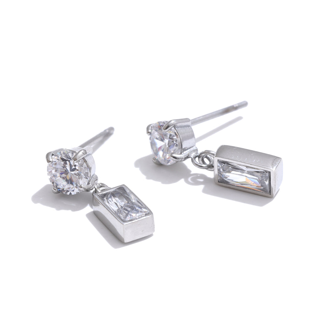Two-Stone Crystal Drop Earrings