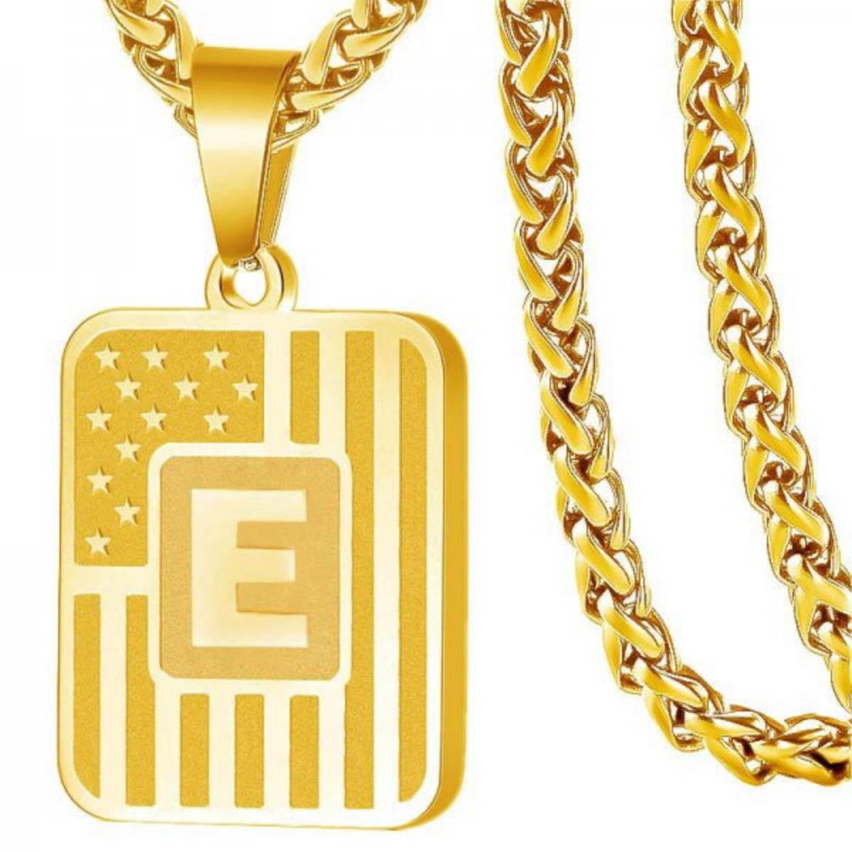 Initial Block Pendant Necklace