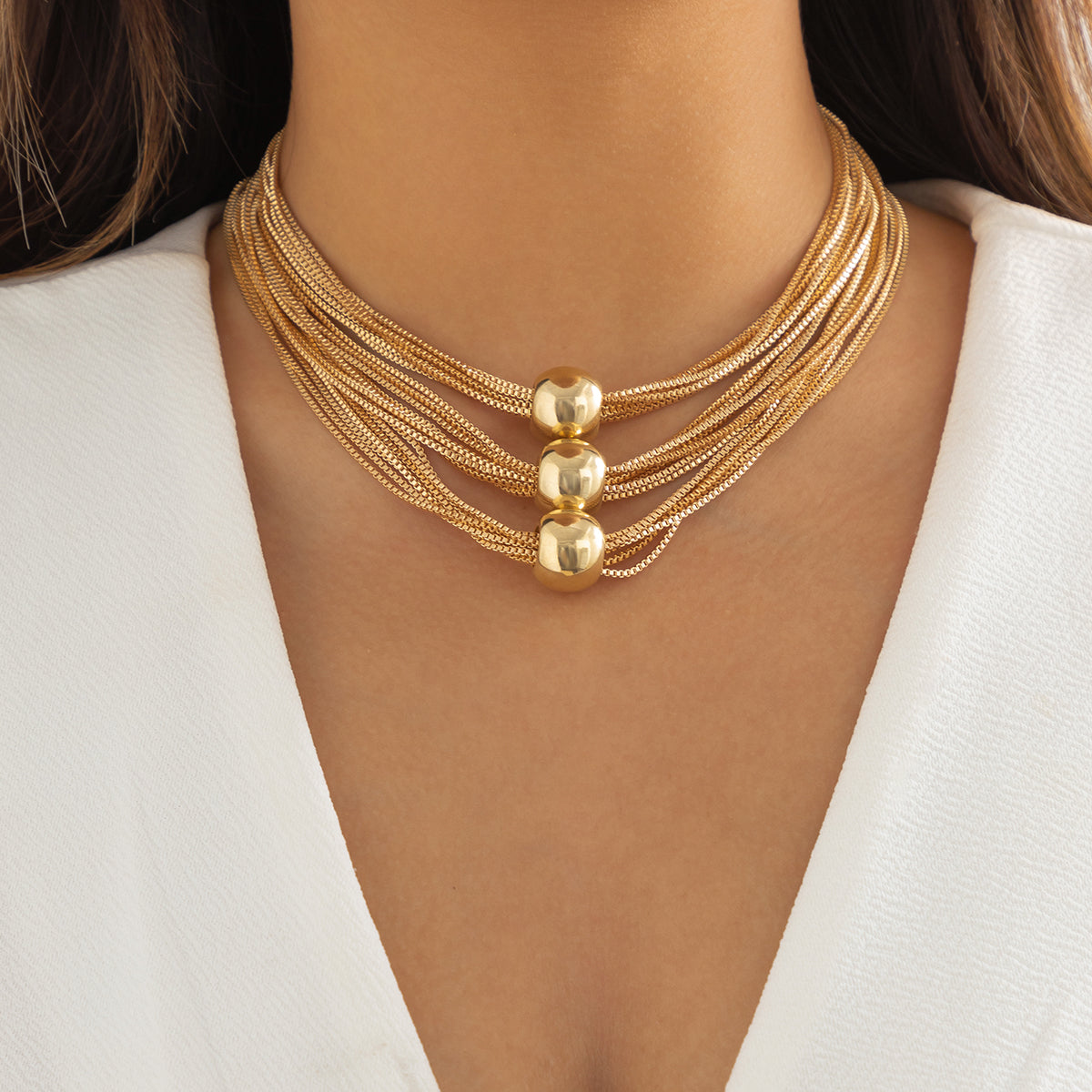 Chunky Gold Ball Choker Necklace