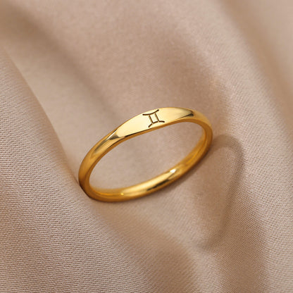 Zodiac Constellation Stainless Steel Ring