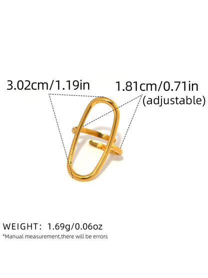 18K Gold Plated Hollow Oval Ring