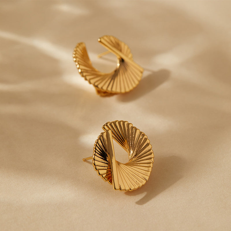 Folded Spiral Stud Earrings