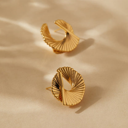 Folded Spiral Stud Earrings