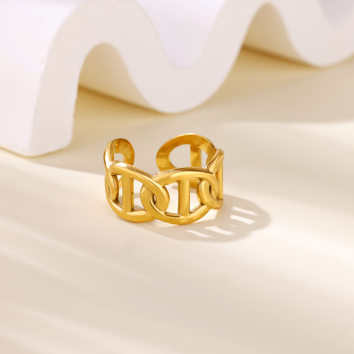 Gold Chain Link Open Ring