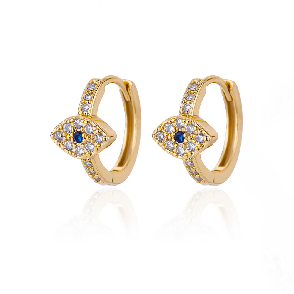 Evil Eye Sparkle Hoop Earrings