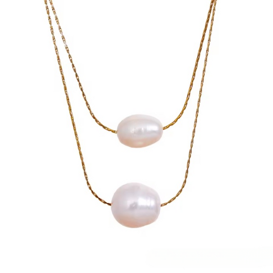 Double Stacked Pearl Necklace