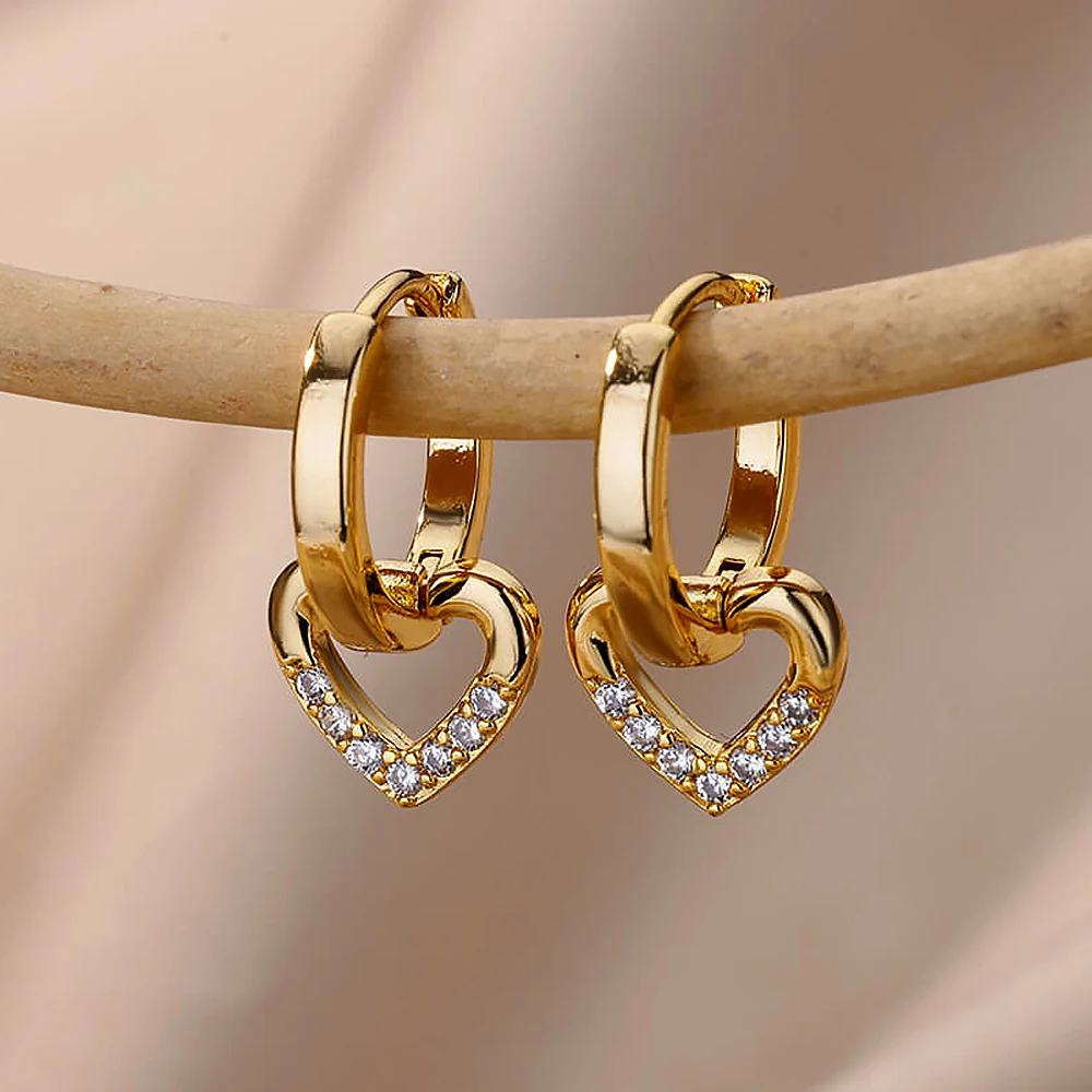 Hollow Heart Dangle Drop Earrings