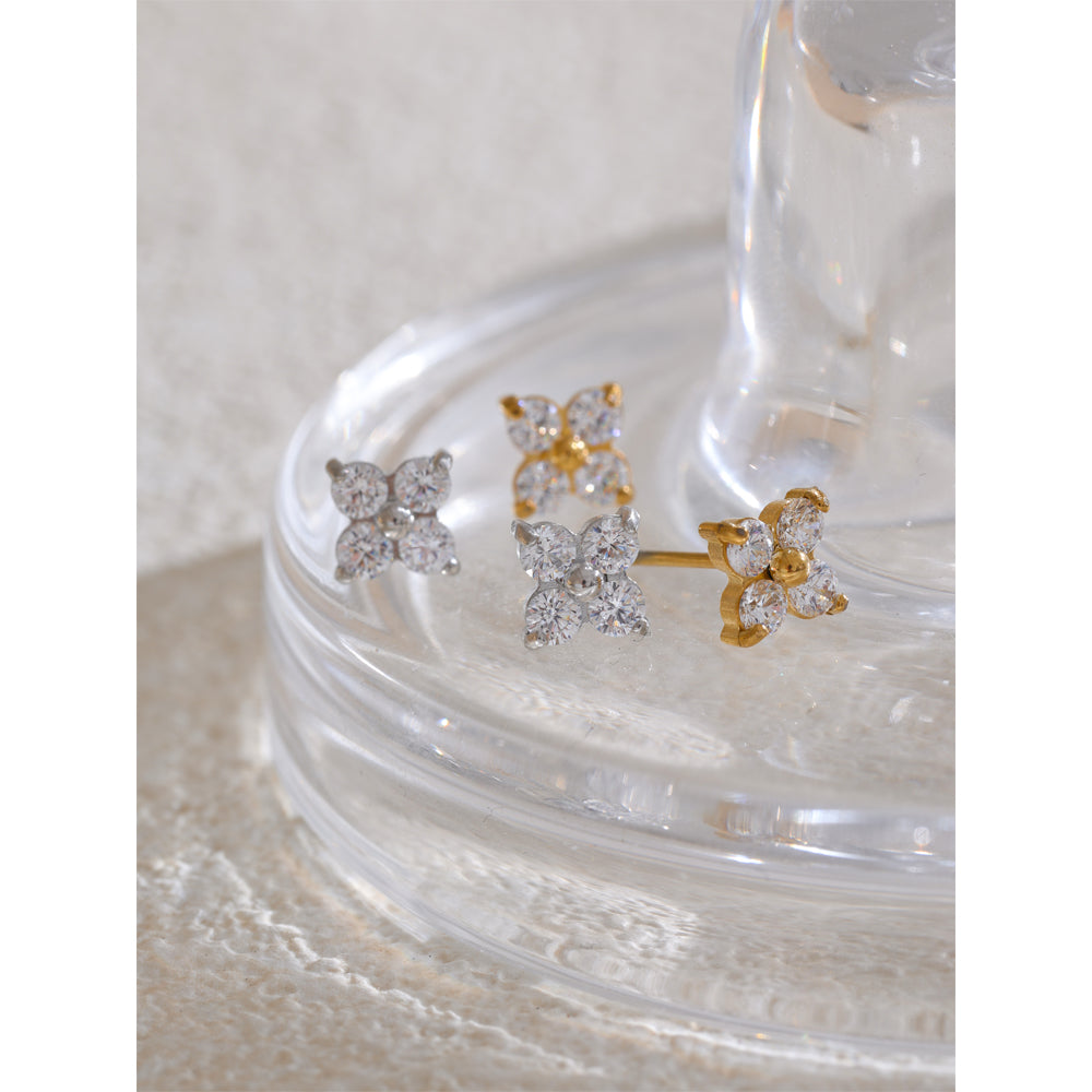 Mini Crystal Flower Stud Earrings