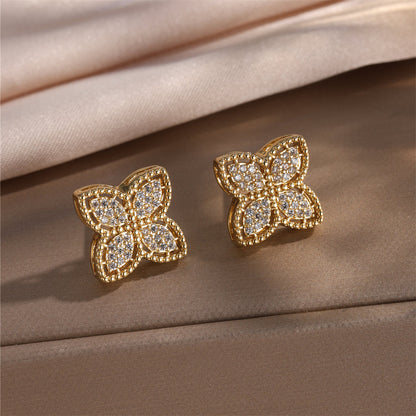 Crystal Pave Butterfly Stud Earrings