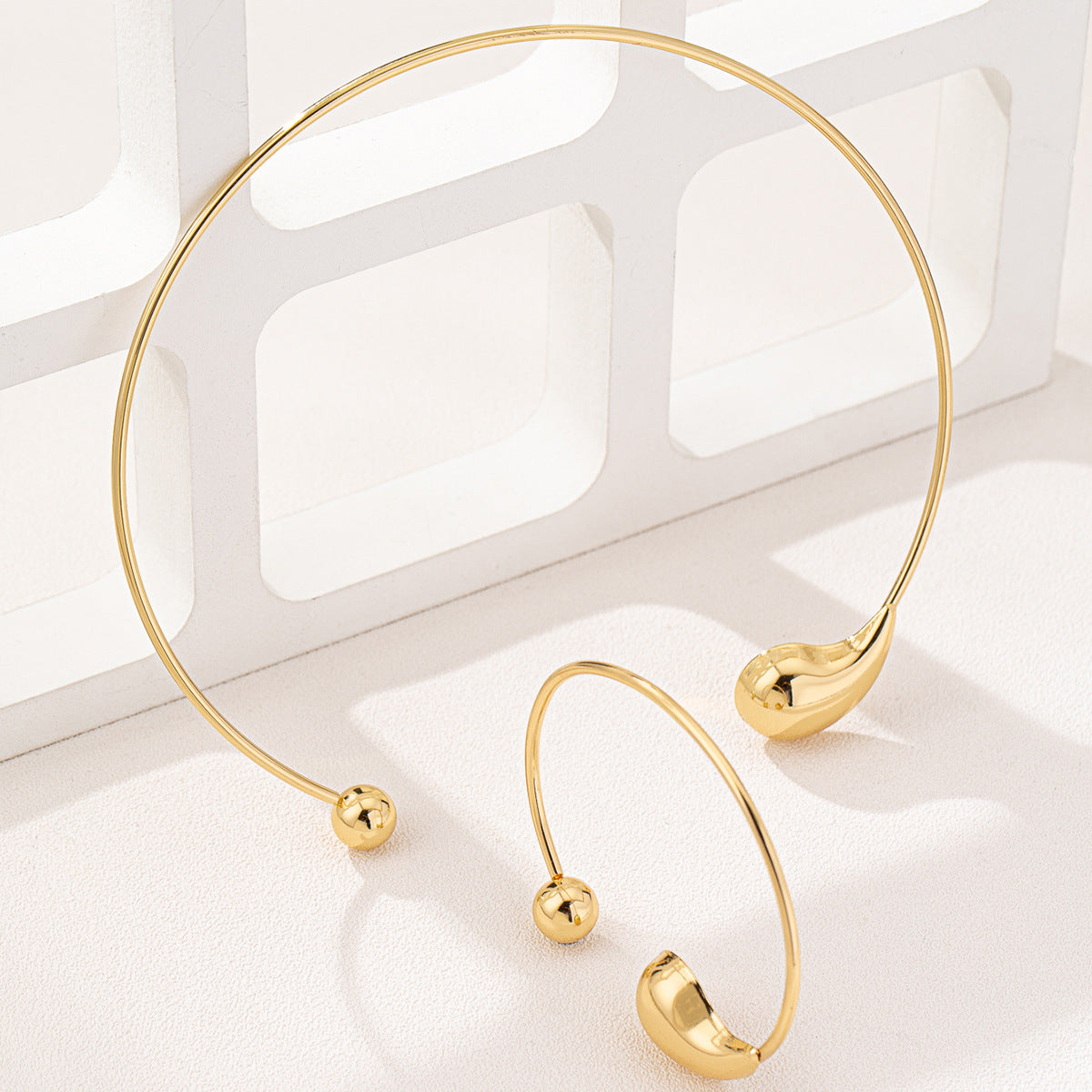 2pc Teardrop Orb Collar Jewelry Set