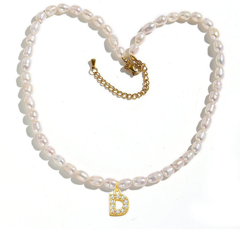 Freshwater Pearl Initial Pendant Necklace