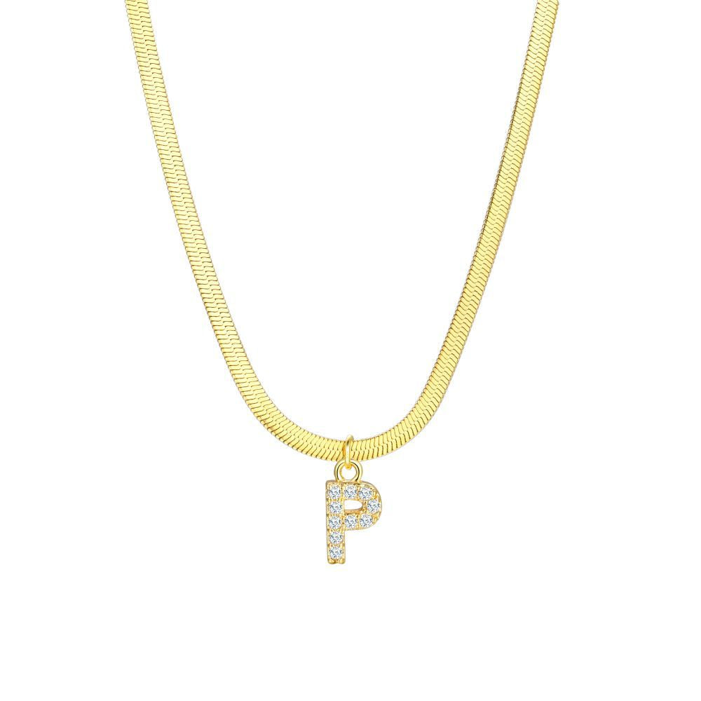 Gold Snake Chain Initial Necklace
