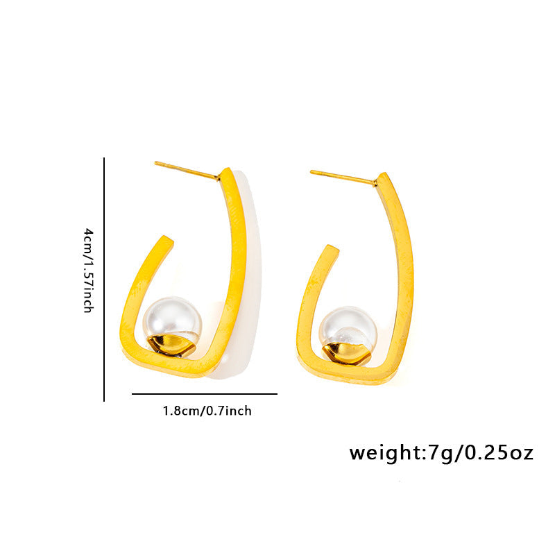 Geometric Pearl Drop Earrings