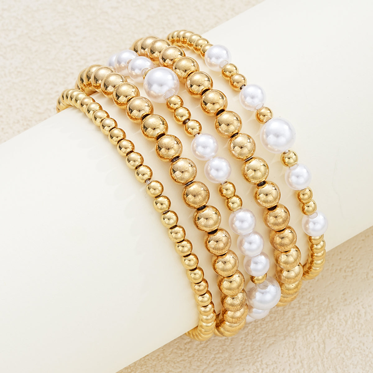 7pc Boho Pearl & Snake Chain Bracelet Set