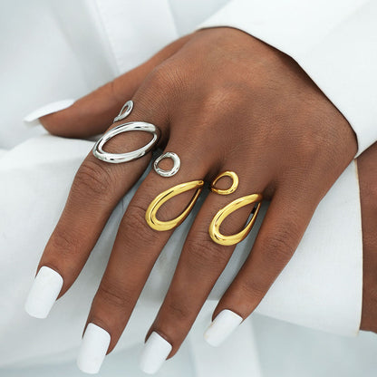 Two-Tone Waterdrop Stainless Ring