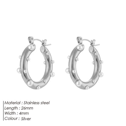 Pearl Studded Hoop Earrings