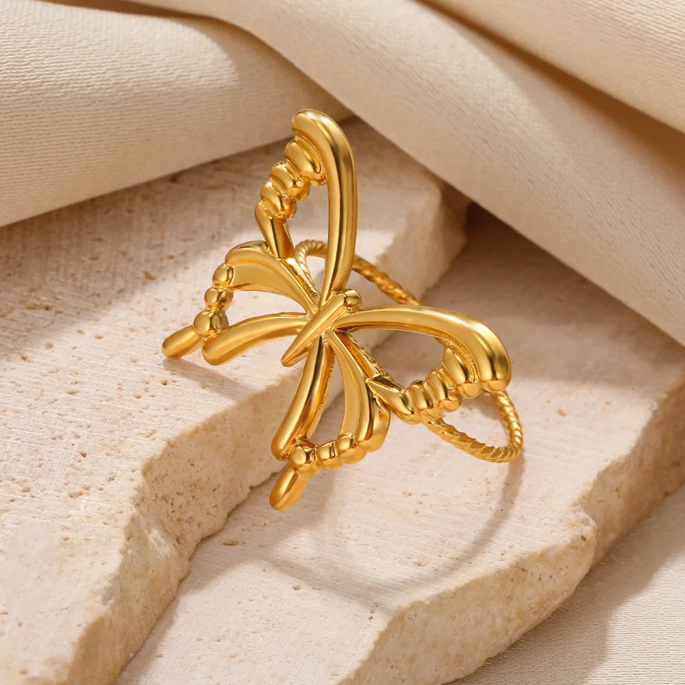 Elegant Gold Butterfly Wrap Ring
