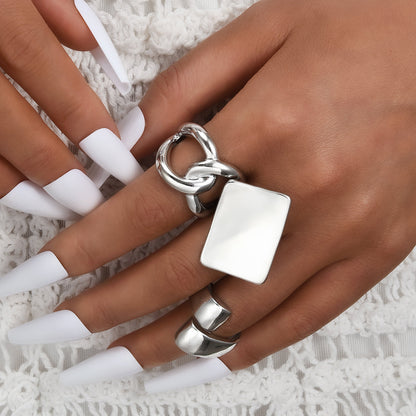 3pc Bold Statement Gold Ring Set