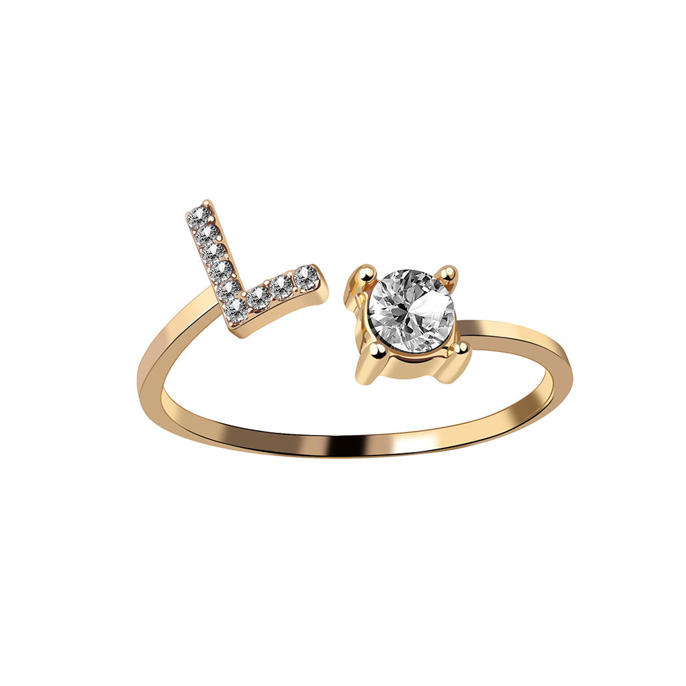 Crystal Initial Open Ring