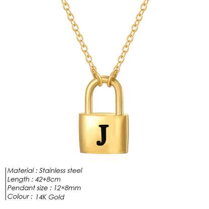 Initial Padlock Pendant Necklace