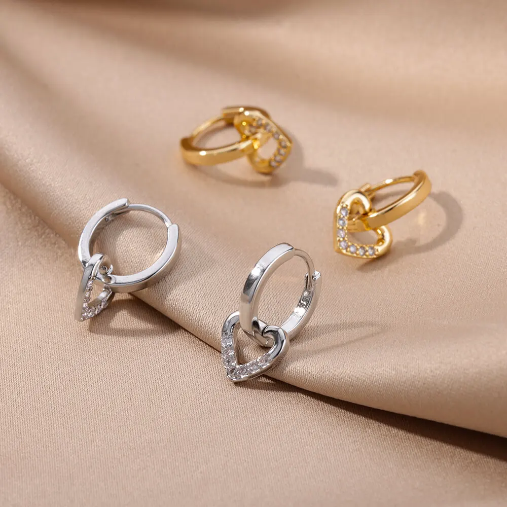 Hollow Heart Dangle Drop Earrings