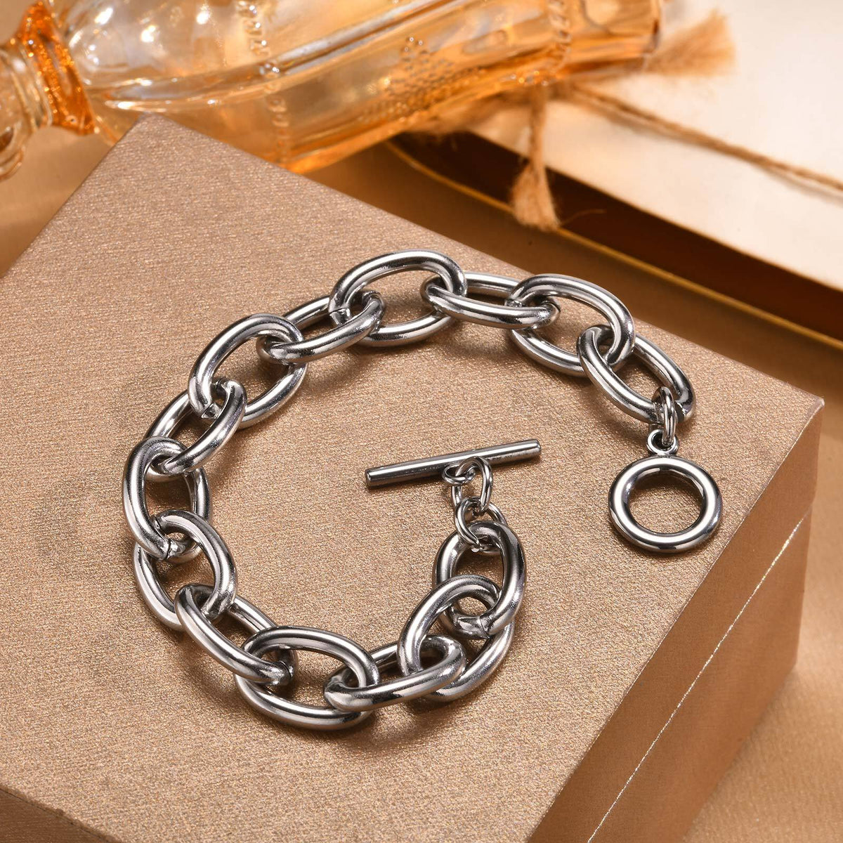 Chunky Gold Toggle Clasp Bracelet
