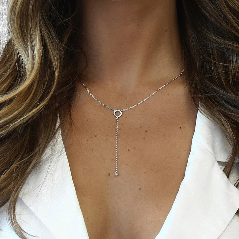 Minimal Circle Drop Pendant Necklace