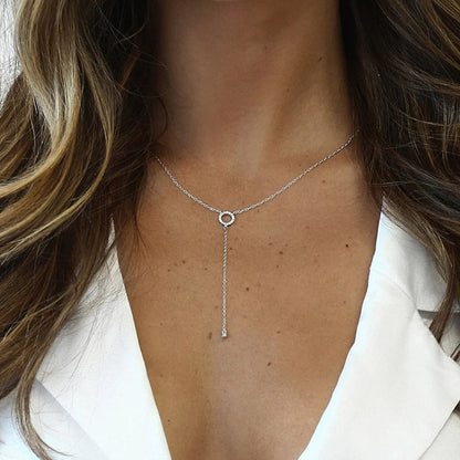 Minimal Circle Drop Pendant Necklace