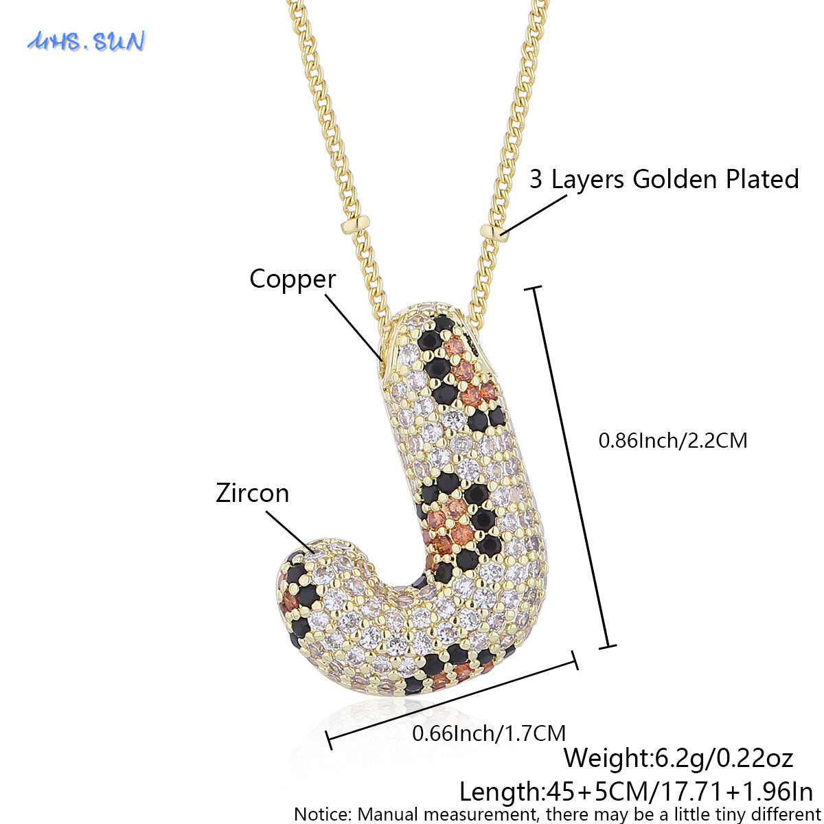 Leopard Print Bling Initial Pendant Necklace