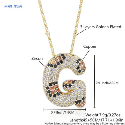 Leopard Print Bling Initial Pendant Necklace