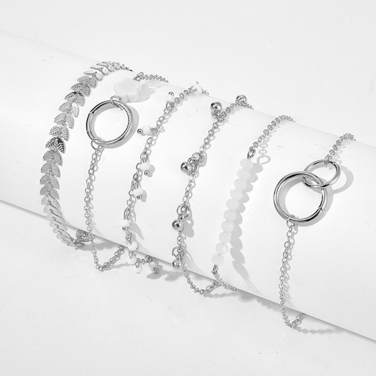 6pc Boho Gold Chain & Bead Bracelet Set