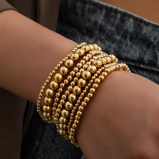 7pc Chunky Beaded Bracelet Stack