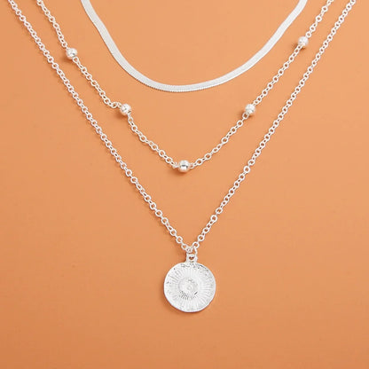 3-Layer Gold Sunflower Pendant Necklace
