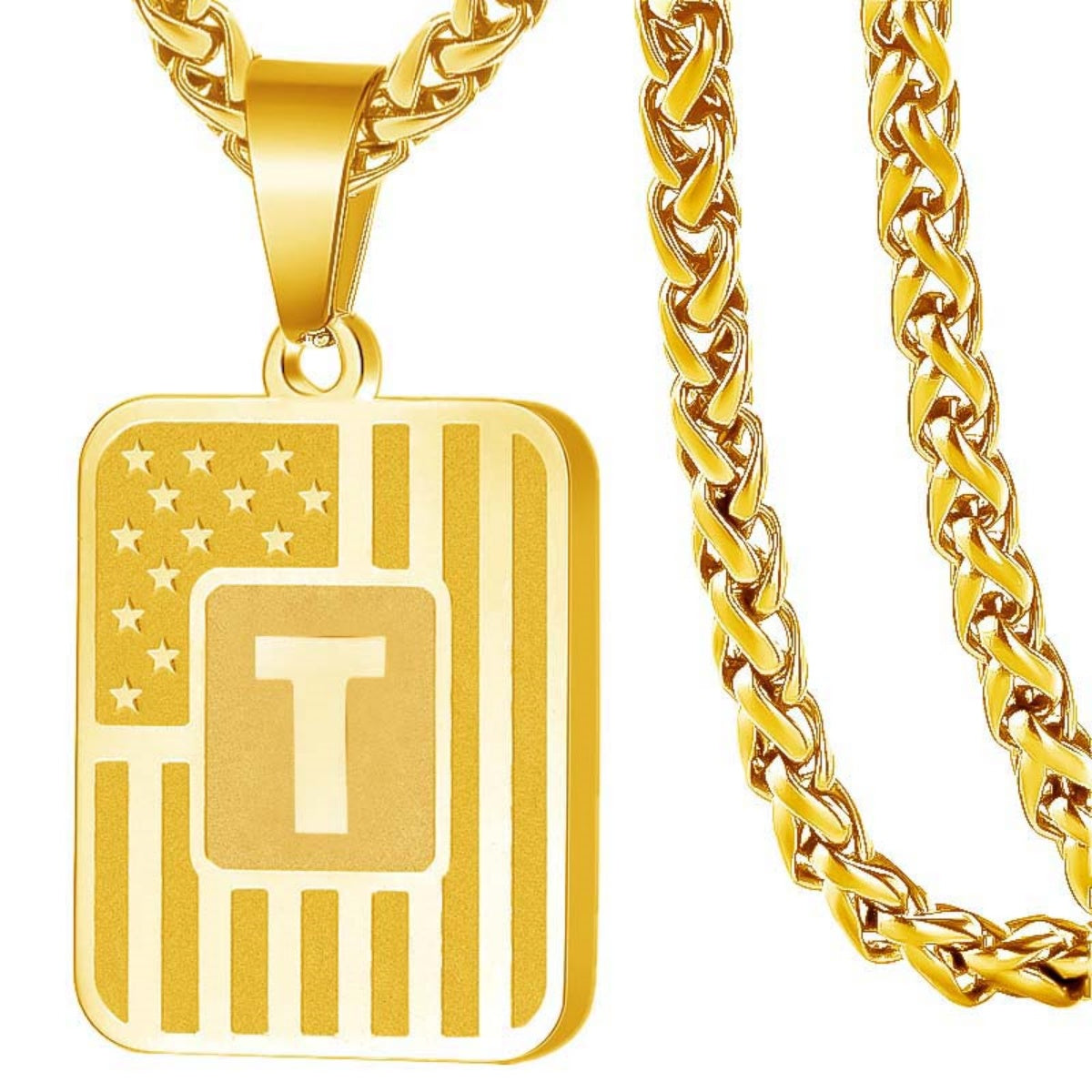 Initial Block Pendant Necklace