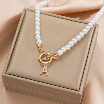 Pearl Beaded Alphabet Keychain