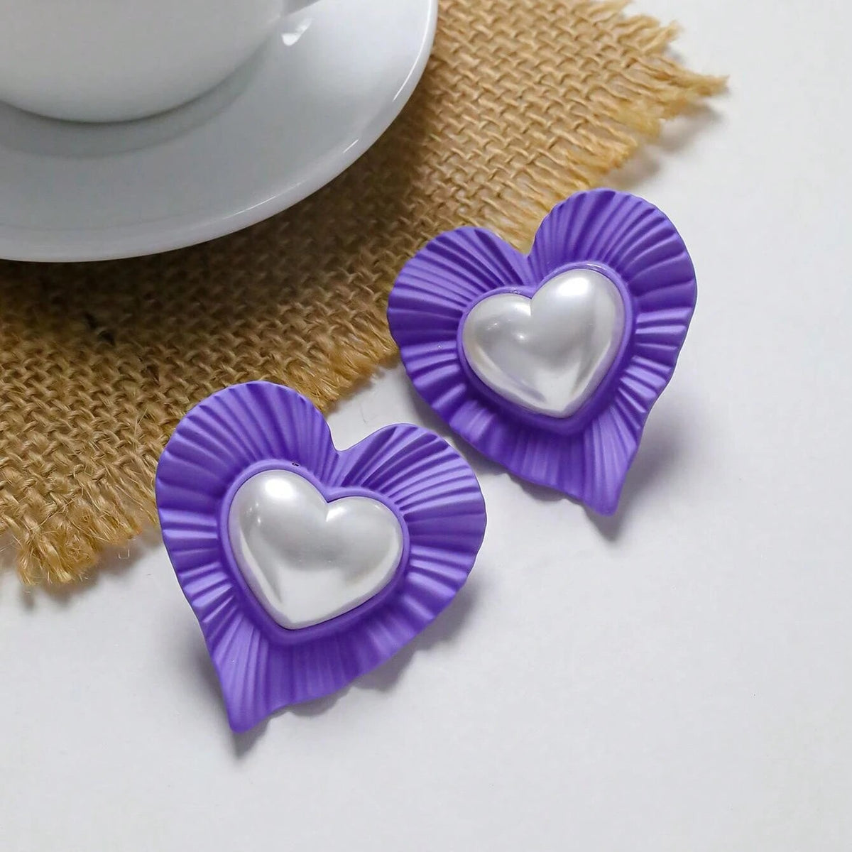 Pearl Heart Stud Earrings