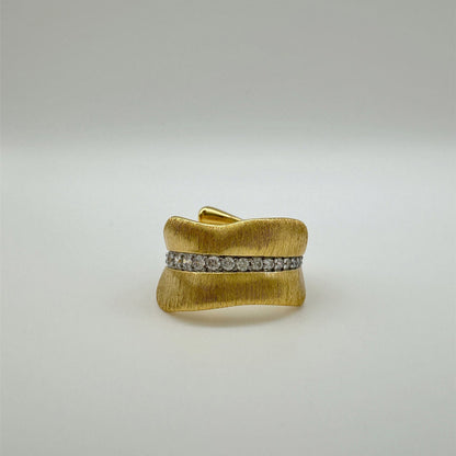 Wide Wave Textured Statement Ring