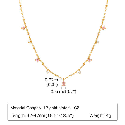 Dainty Red Gemstone Charm Necklace