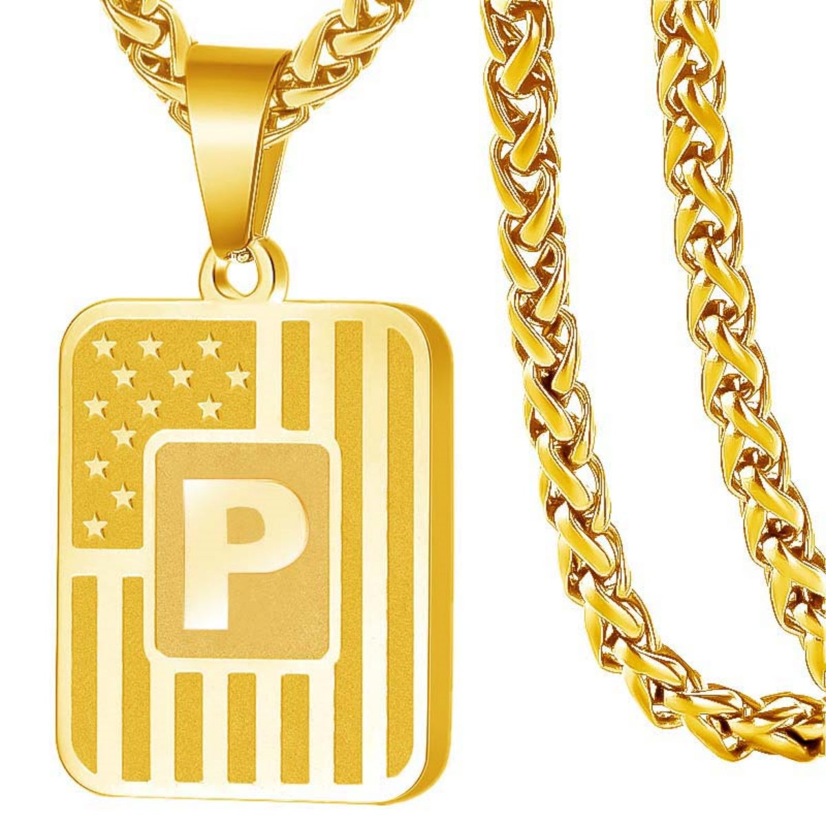 Initial Block Pendant Necklace