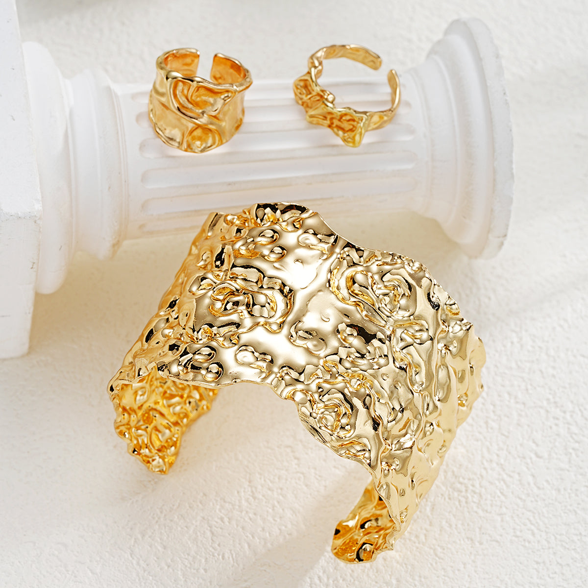 Molten Texture Cuff & Ring Set