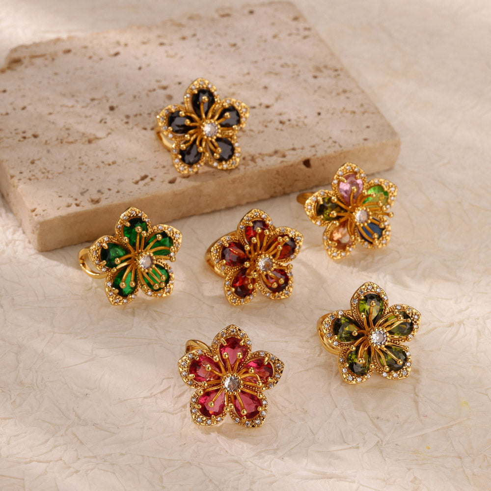 Gold Floral Adjustable Ring