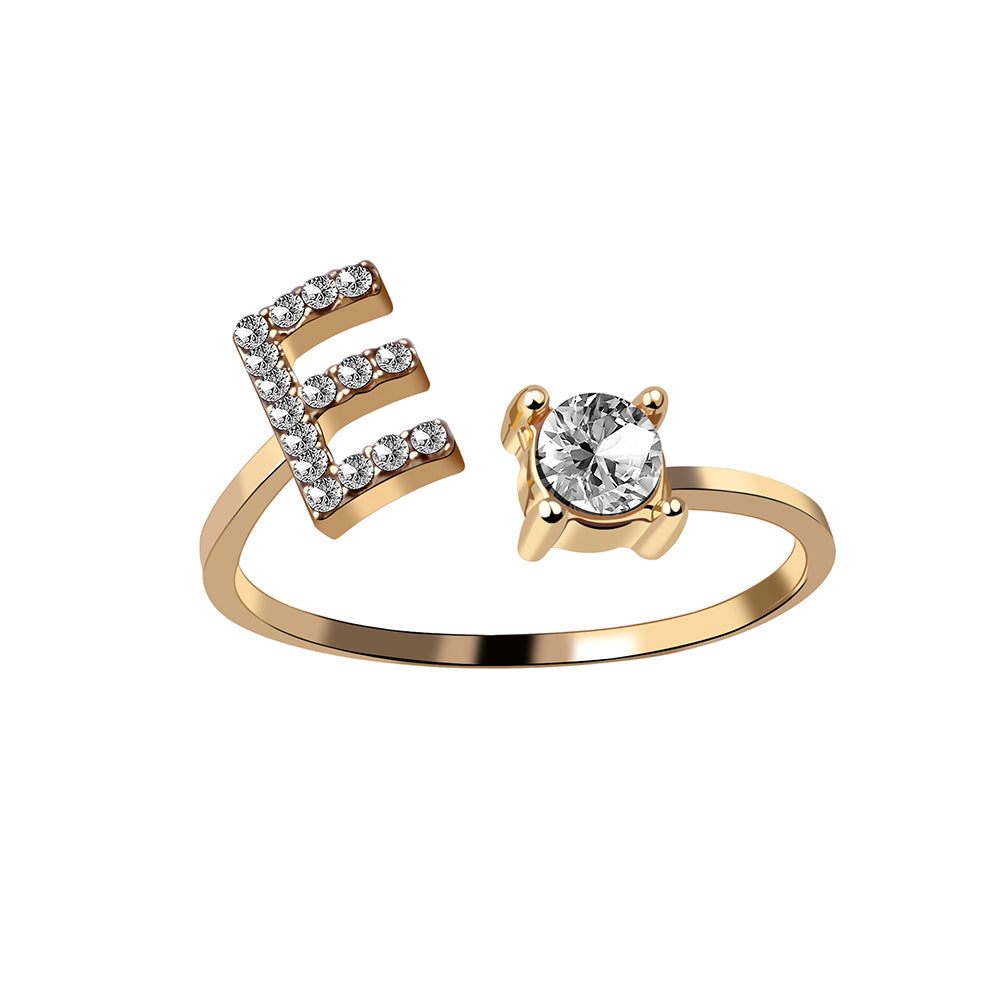 Crystal Initial Open Ring
