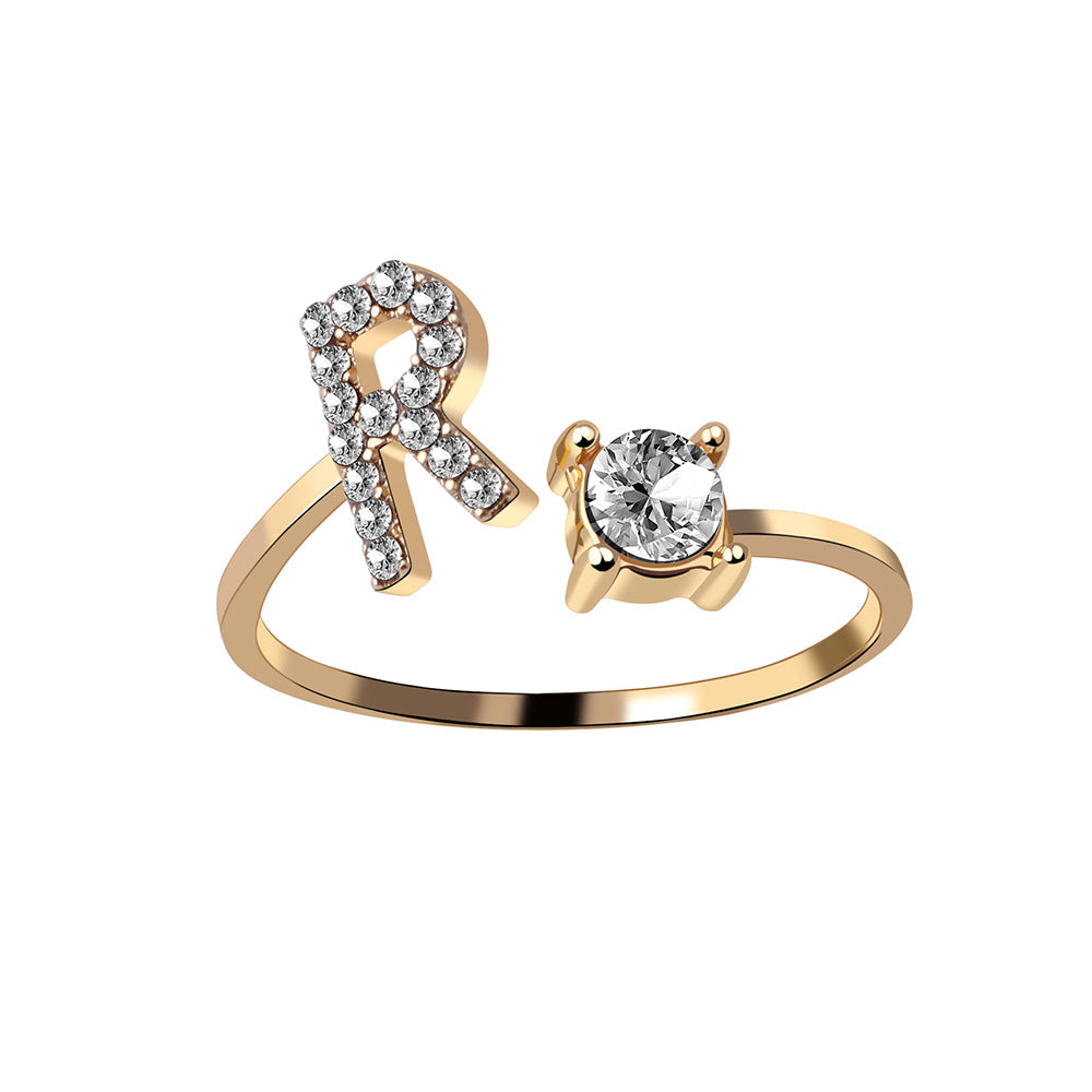 Crystal Initial Open Ring