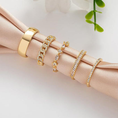 5pc Dainty Stackable Cubic Ring Set