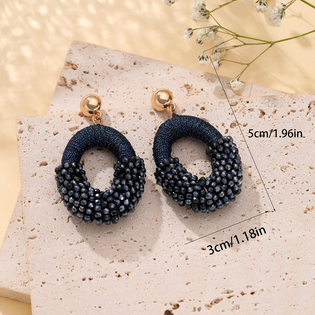 Beaded Gold Cluster Stud Earrings