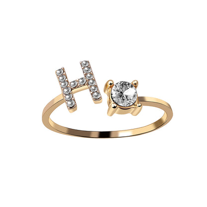 Crystal Initial Open Ring